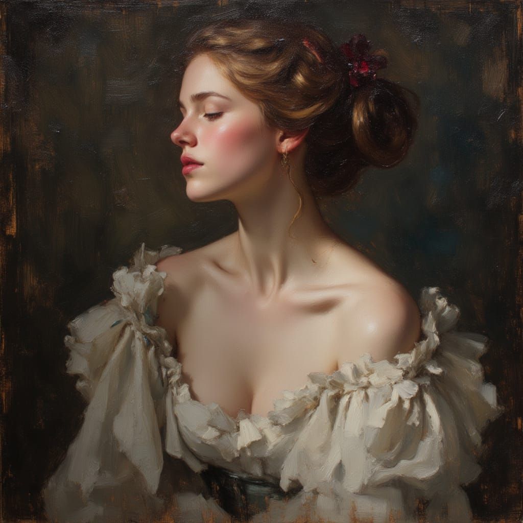 Victorian Duchess in Oil and Encaustic Impasto Painting