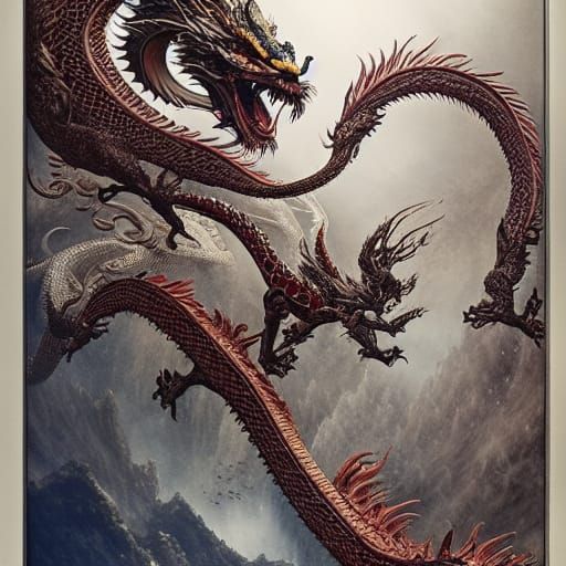 Intricate Chinese Dragon with Jeweled Crown