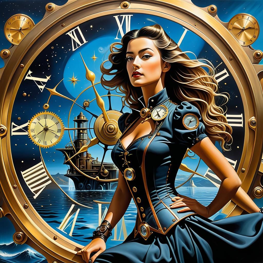 Surreal Steampunk Timepiece with Melting Elements
