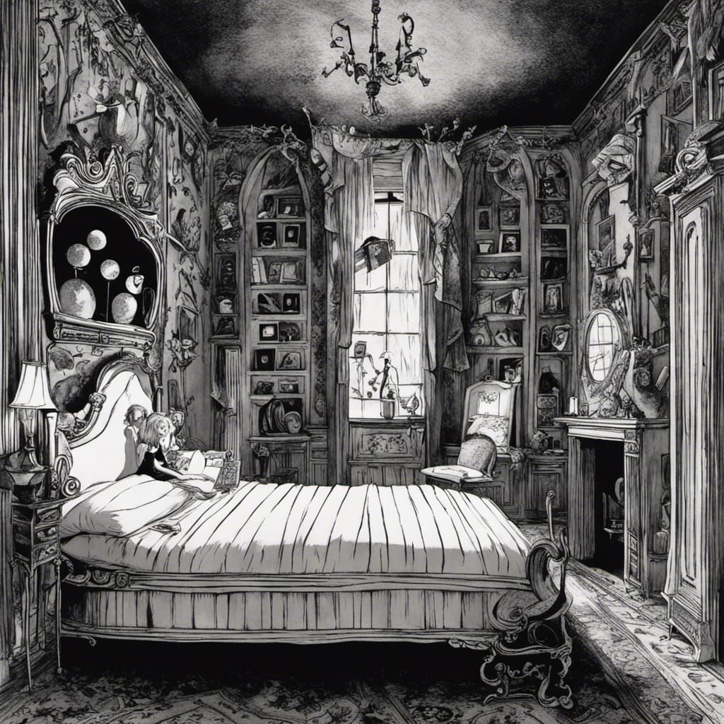 Girl in Burtonesque Bedroom Scene