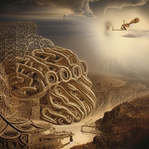 Surreal Human Brain Construction in Salvador Dali Style