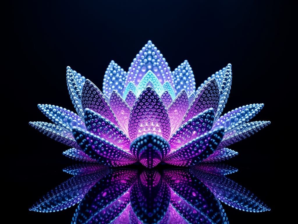 Futuristic Metallic Lotus Flower in Sci-Fi Style