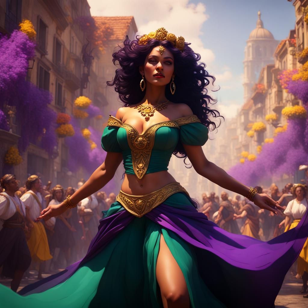 Esmeralda Dancing in a Dark Fantasy Parade