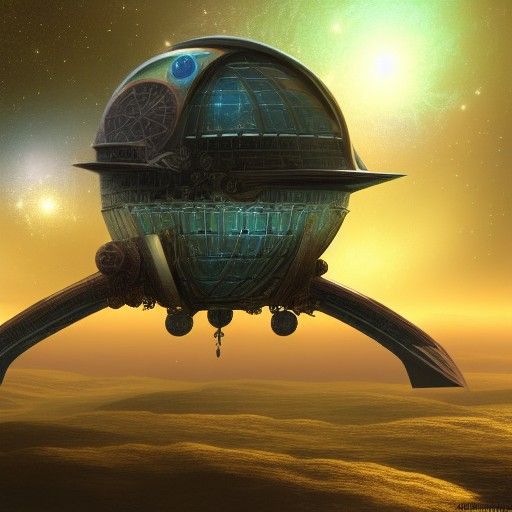 Elven Space Station in Retrofuturistic Style