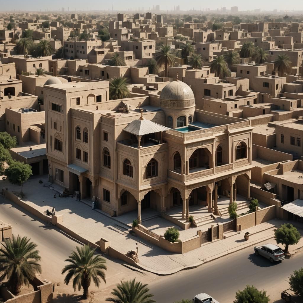 Traditional Iraqi House in Baghdad: Hyperrealistic Exterior