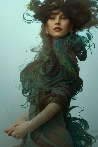 Wind Goddess Portrait with Dynamic Lighting