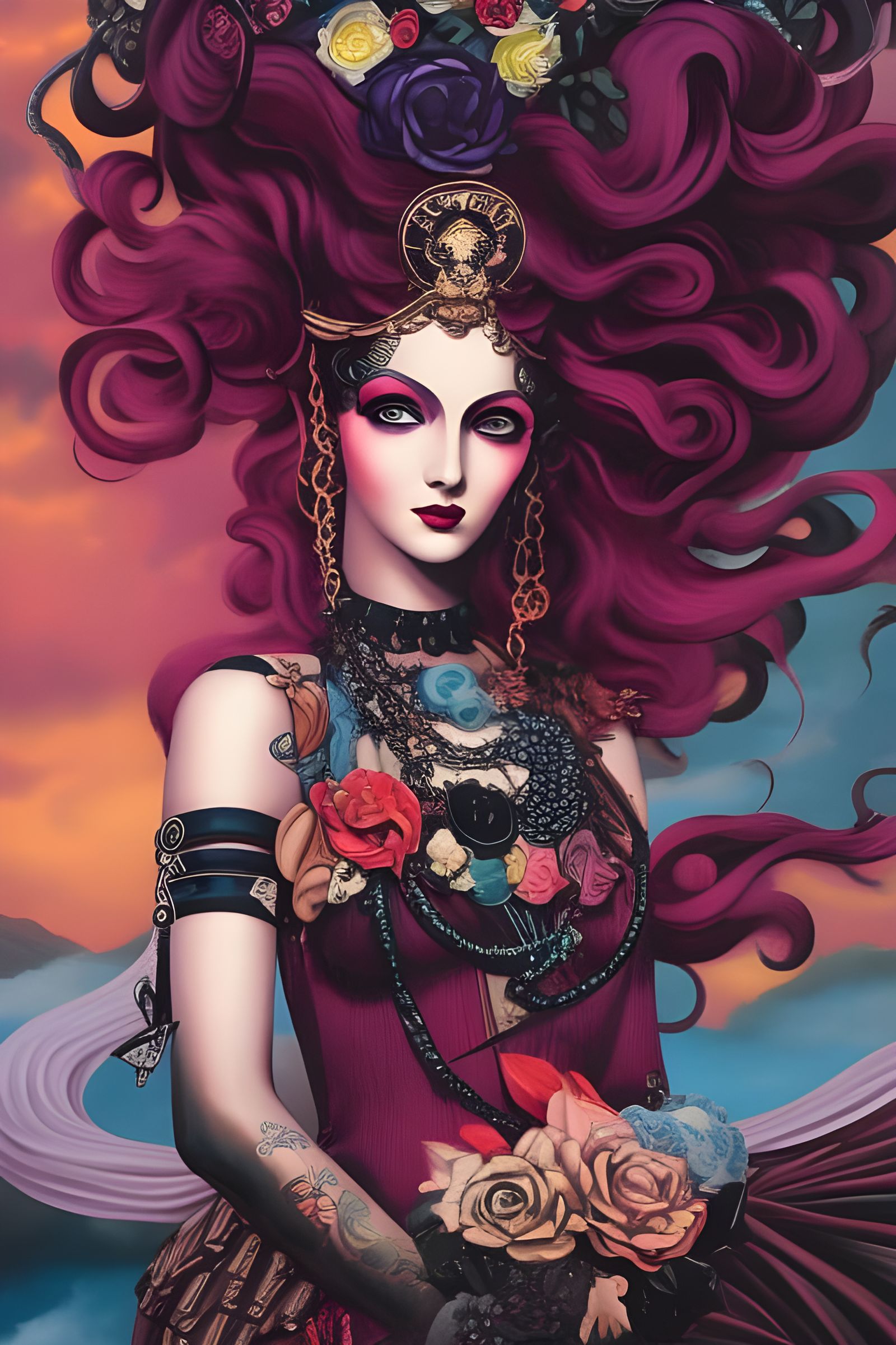 Punk Rock Medusa Scene in Borderlands Style