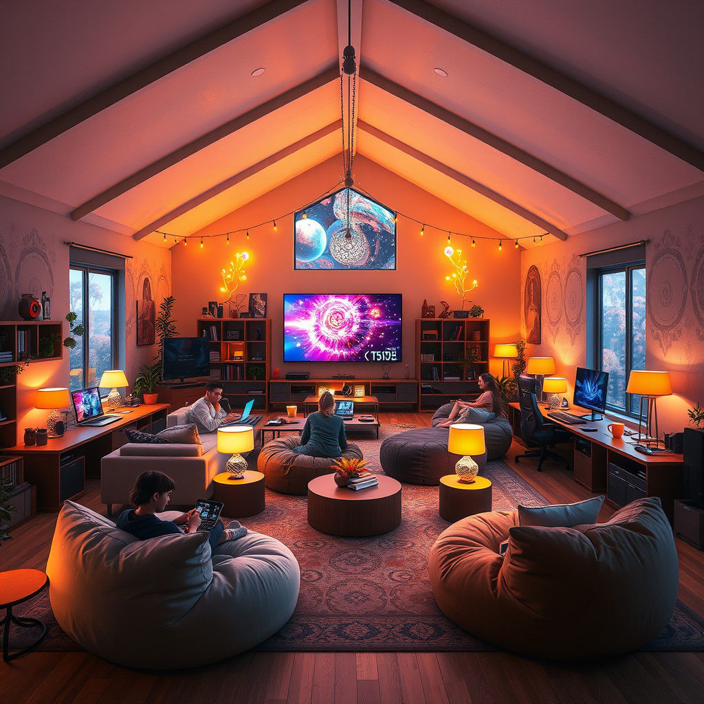 Cozy High-Tech Study Space in Modern Home