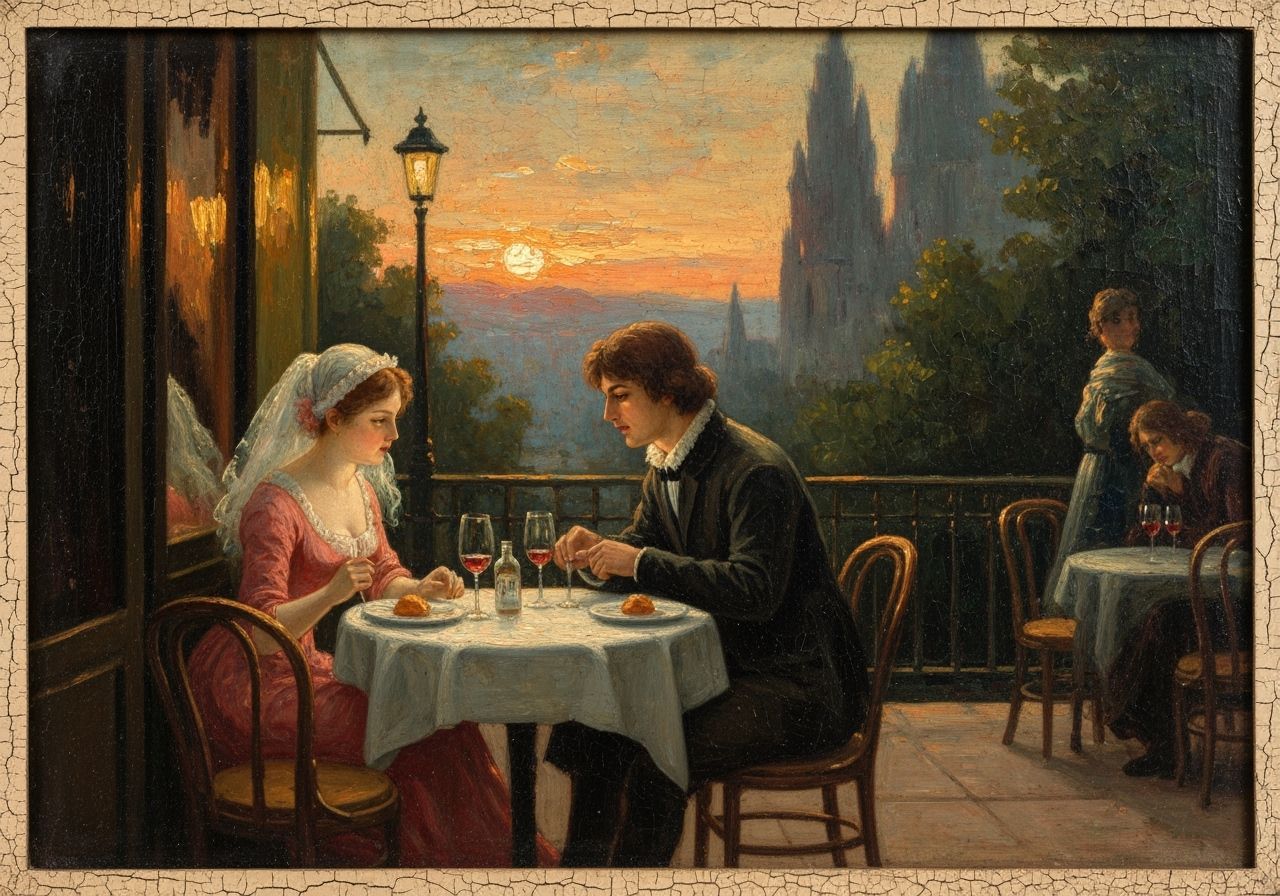 1880s French Cafe Romance at Sunset