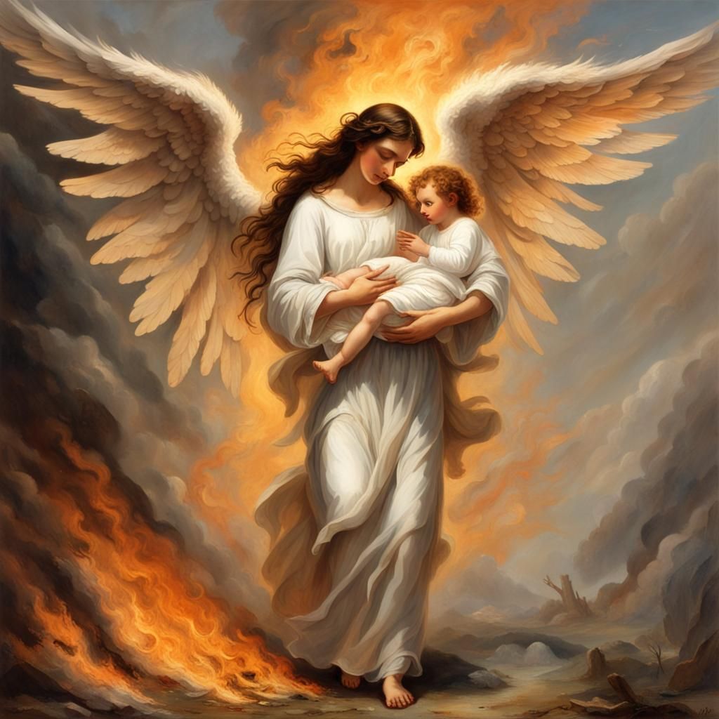 Angel Saving Child from Fire