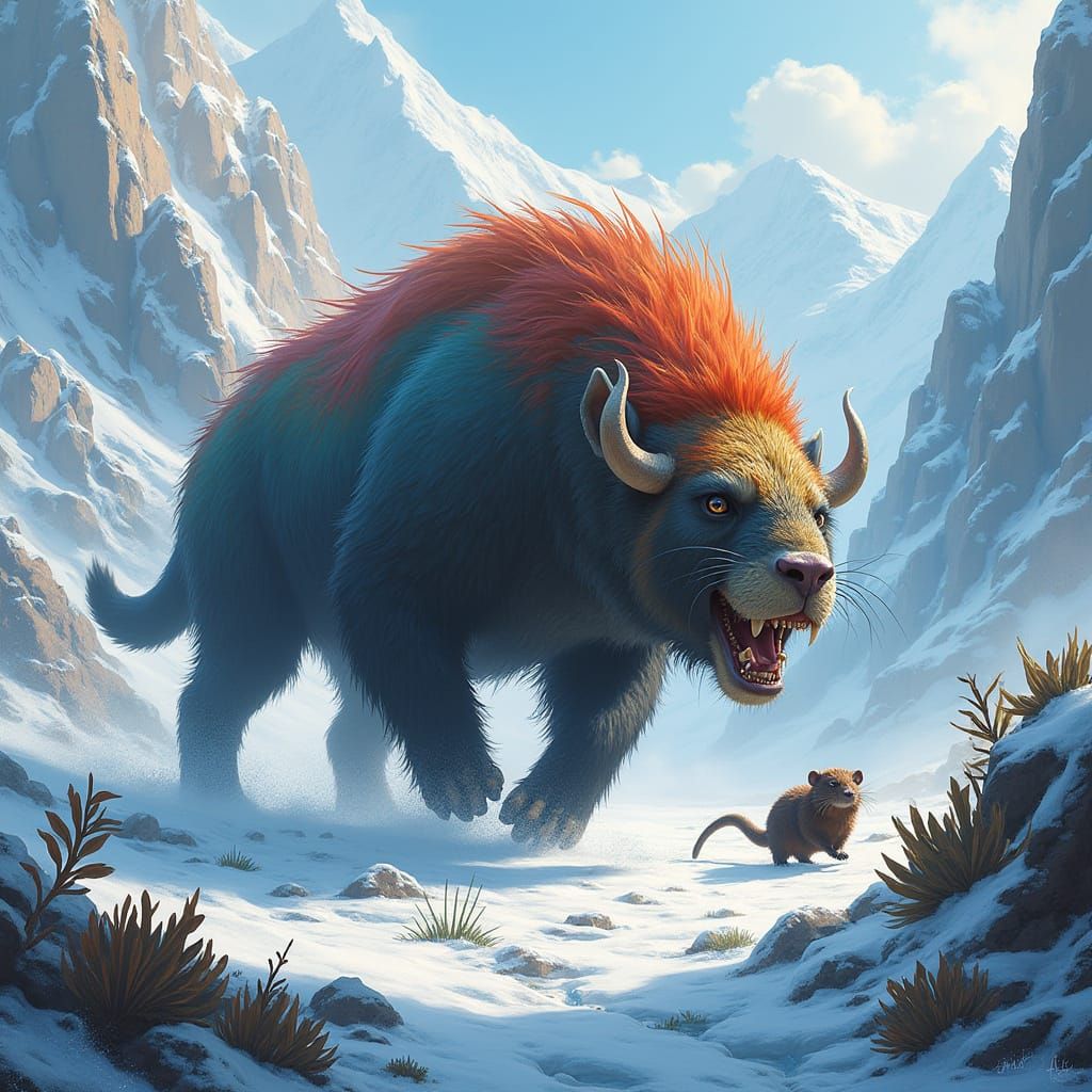 Majestic Multicolored Mammal in Snowy Mountains