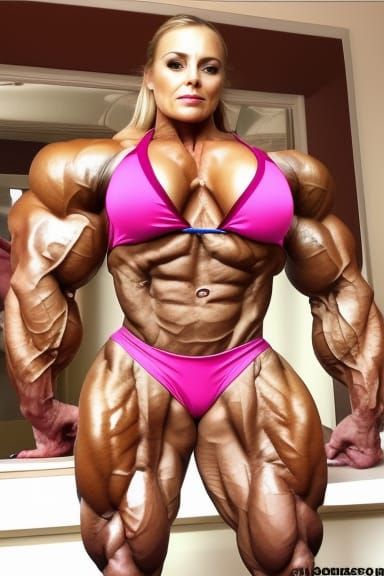 Extremely Muscular Female Bodybuilder Mom