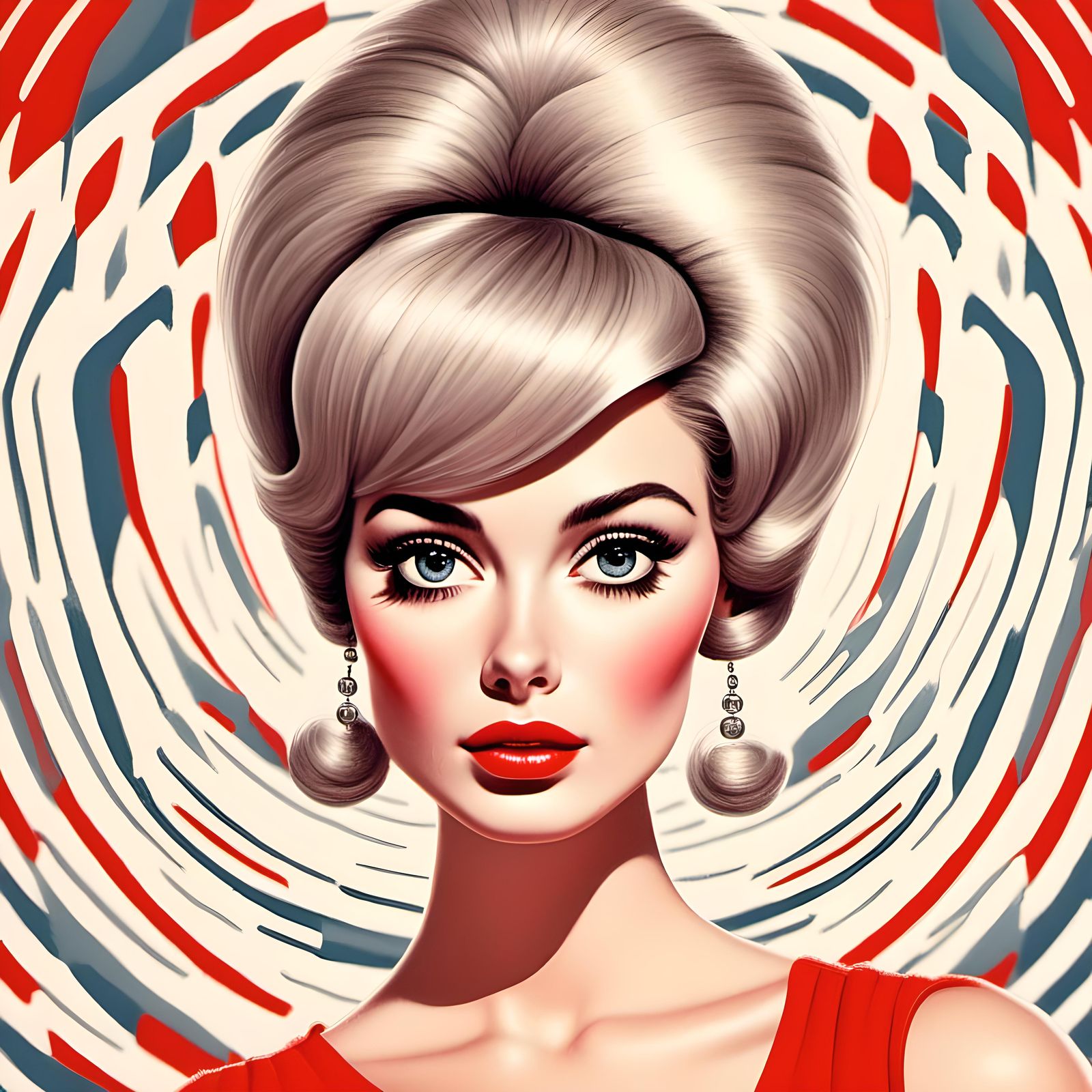 Space Age Bouffant Woman: Art Deco Pop Art Illustration