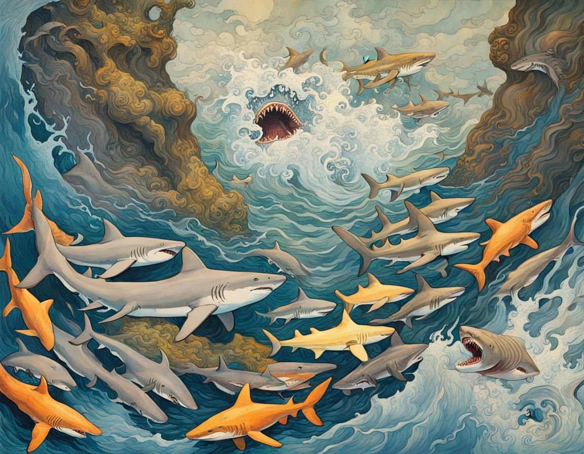 Whirlpool of Sharks: Hyperdetailed Hyperrealism