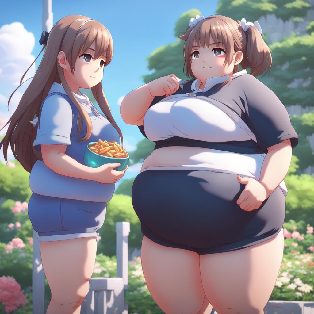 Anime Girl Weight Gain Animation in 3D Art Style