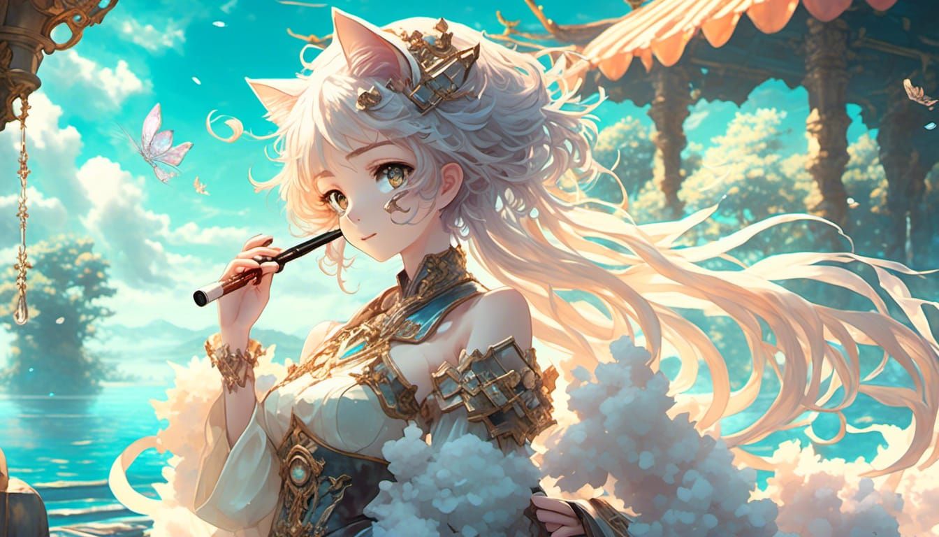 Anime Enchantress Smoking Pipe in Kitten Palace