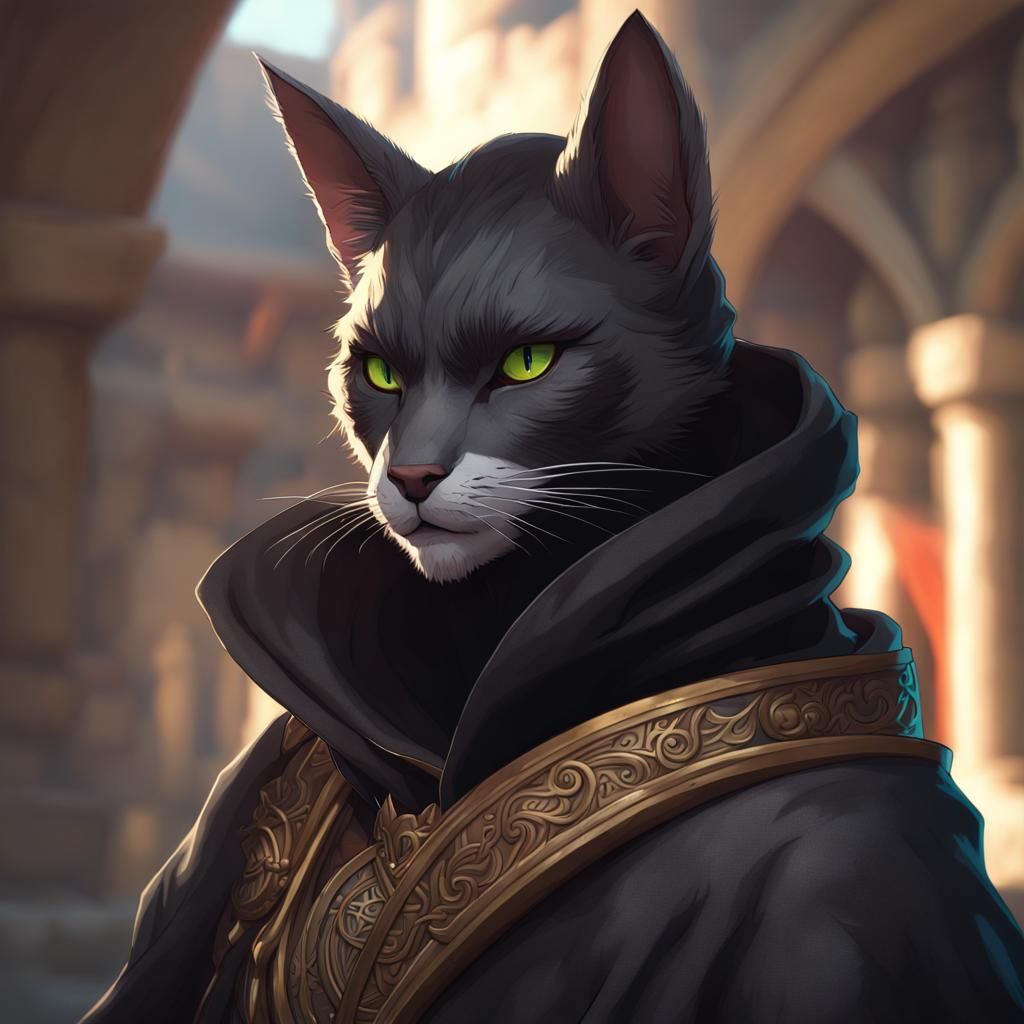 Tabaxi Bard Portrait in Hyperdetailed Digital Art