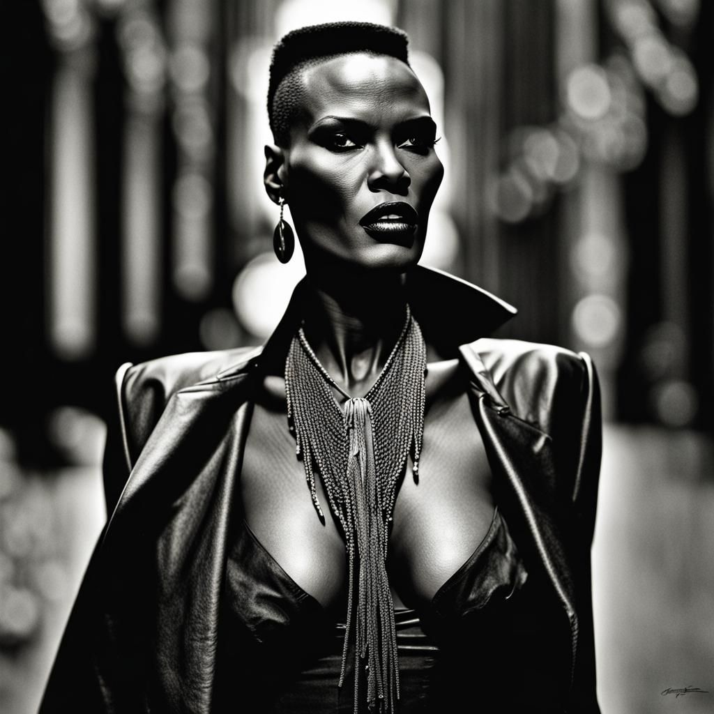 Grace Jones the Vampire strikes a pose.