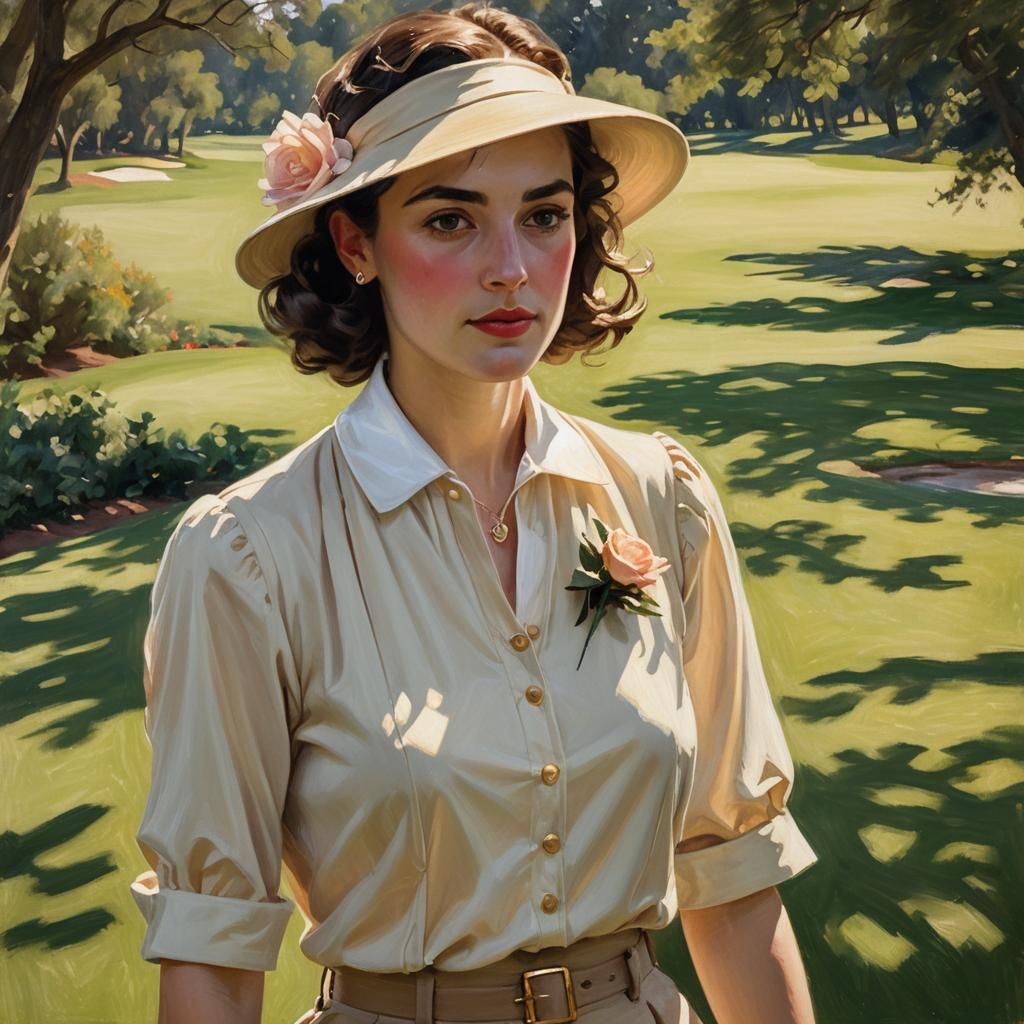 1930s Golfer in Oil Painting Style Portrait