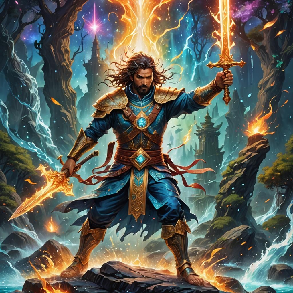 Elemental Warriors Clash in Astral Battle