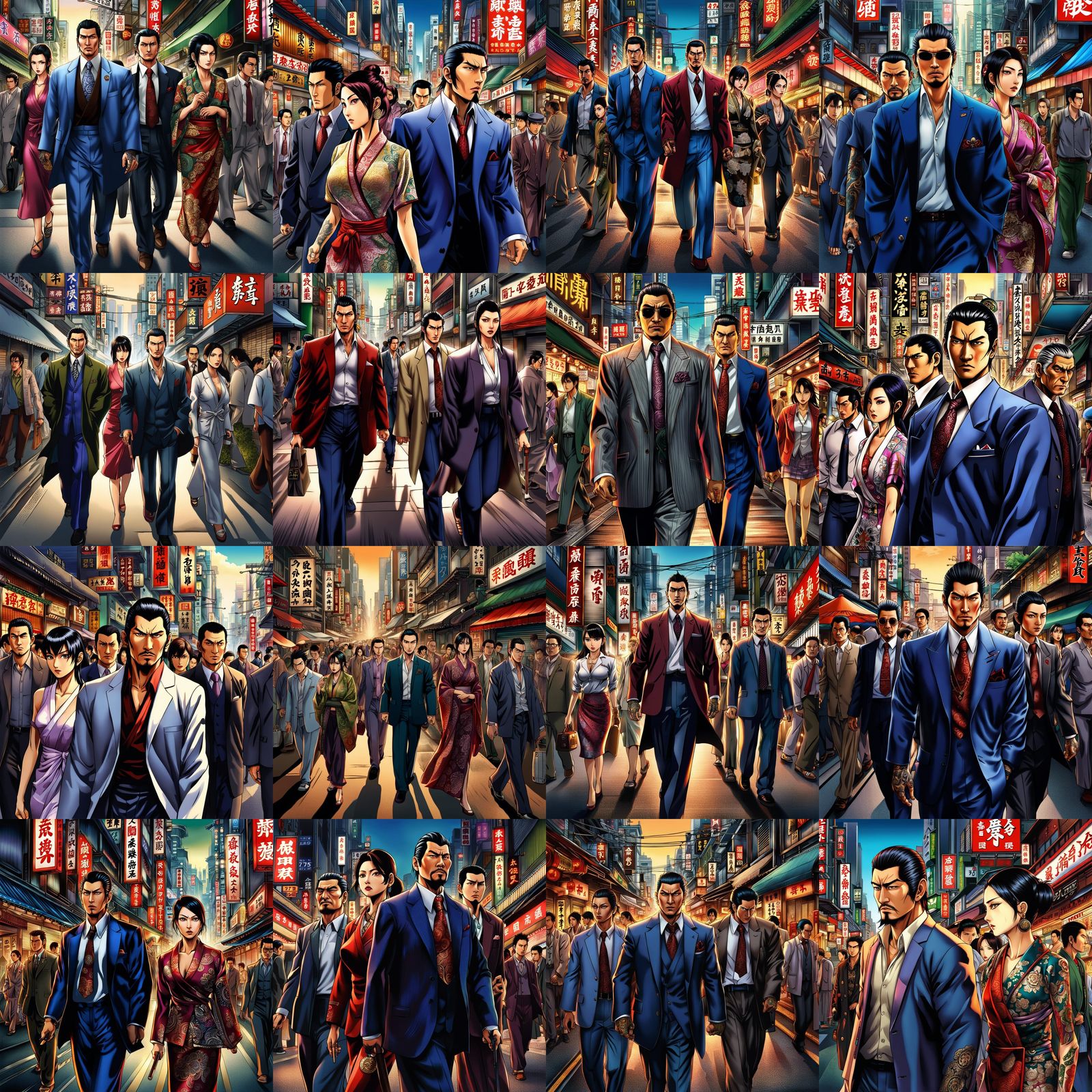 Yakuza in City Streets: Anime Manga Style