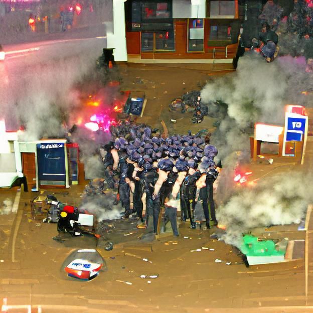 Intense Police Riot Scene