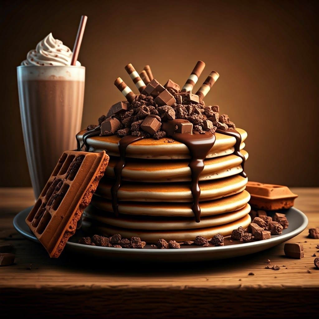 Chocolate Pancakes and Waffles in Atmospheric Style