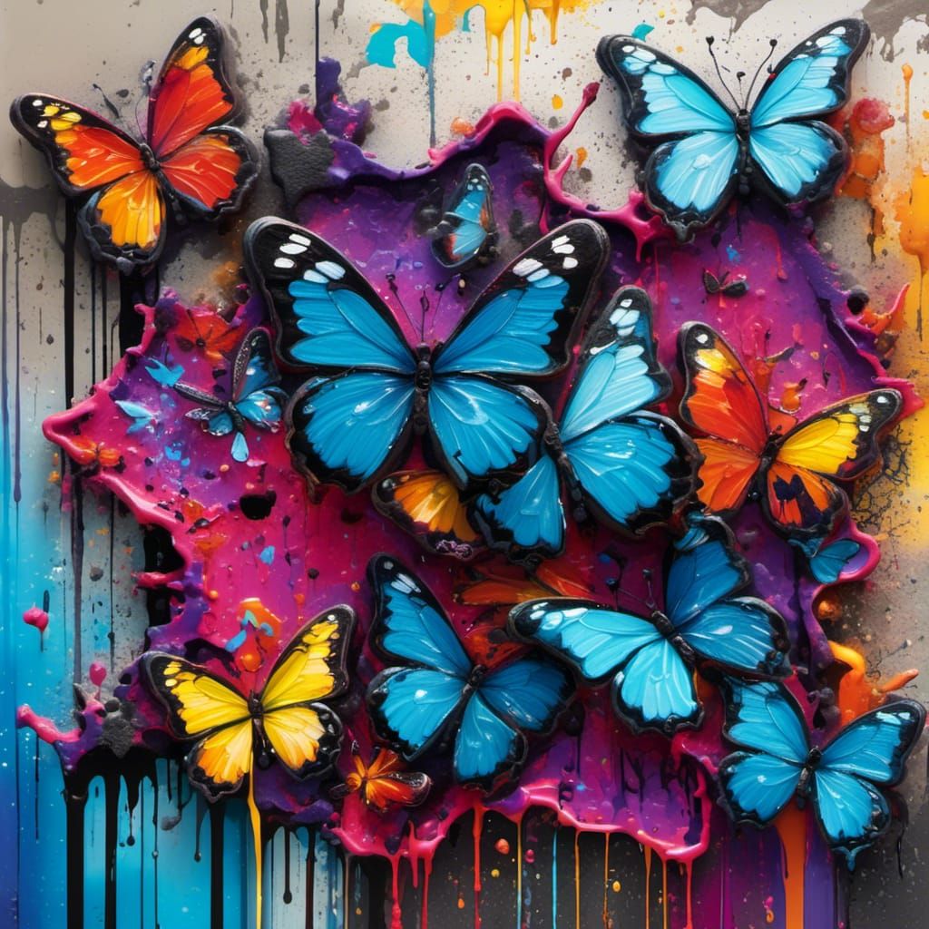 Cracked Geode Graffiti Art in Spray Paint Style