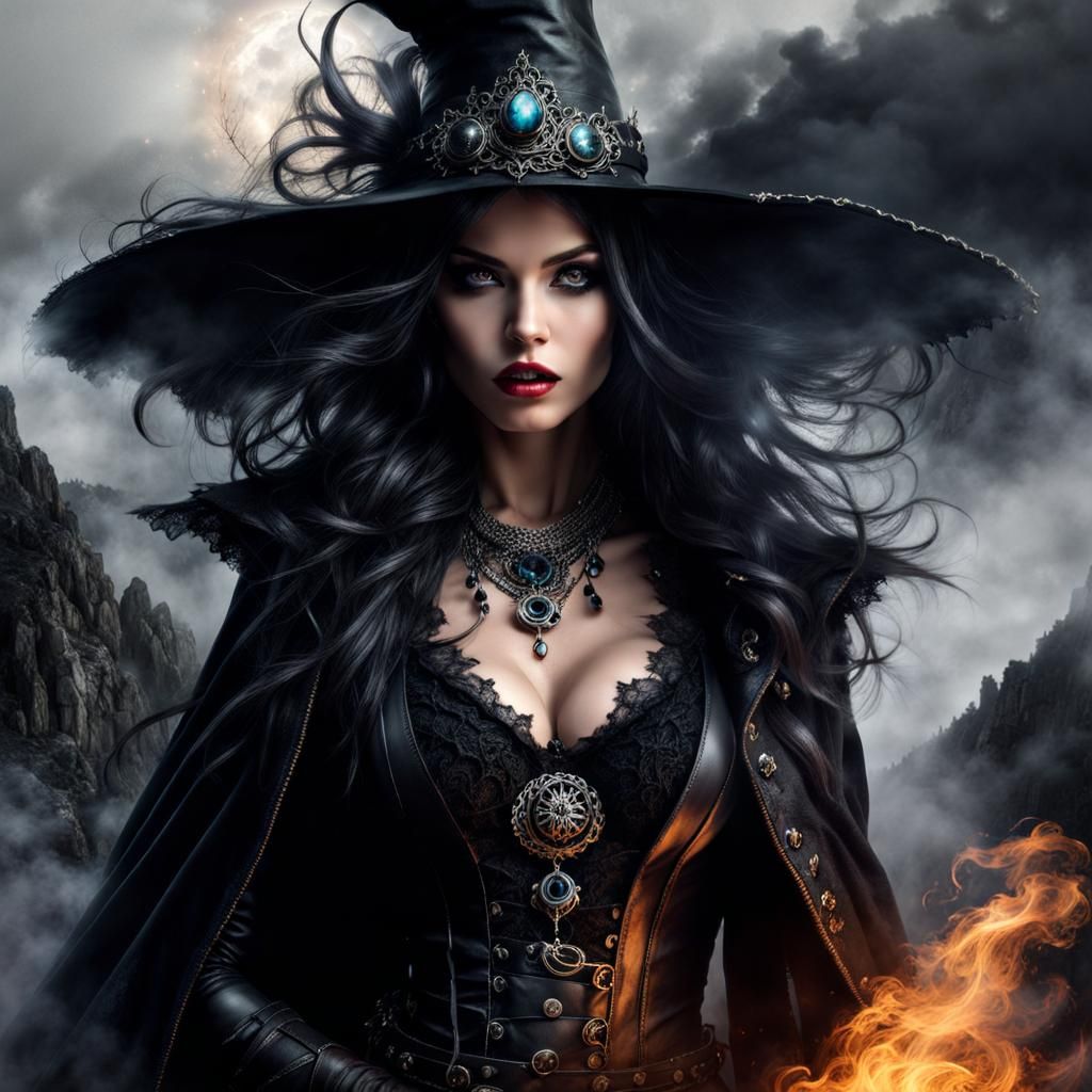 Gothic Witch in Misty Mountains: Splash Art