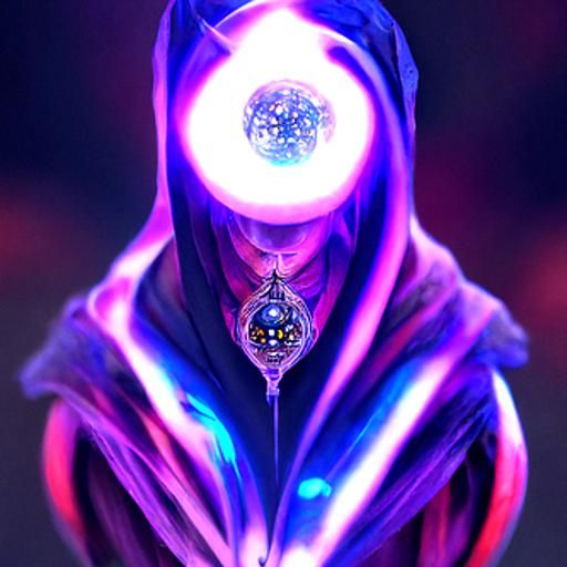 Sorcerer Casting Energy Spell in Digital Art Style