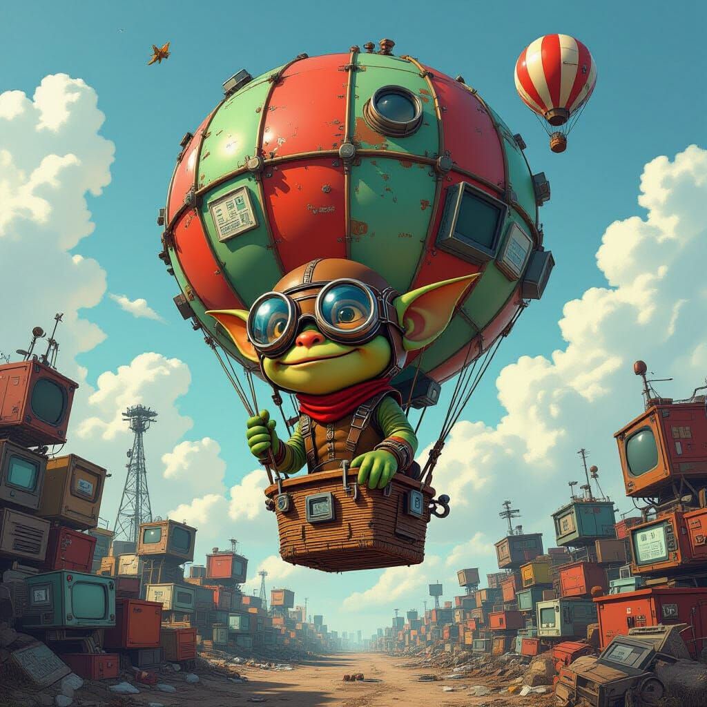 Gremlin Pilot in Steampunk Junkyard Adventure