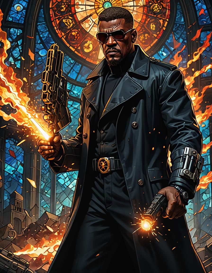 Stained Glass: Laser Gun Action in Detailed Matte Painting