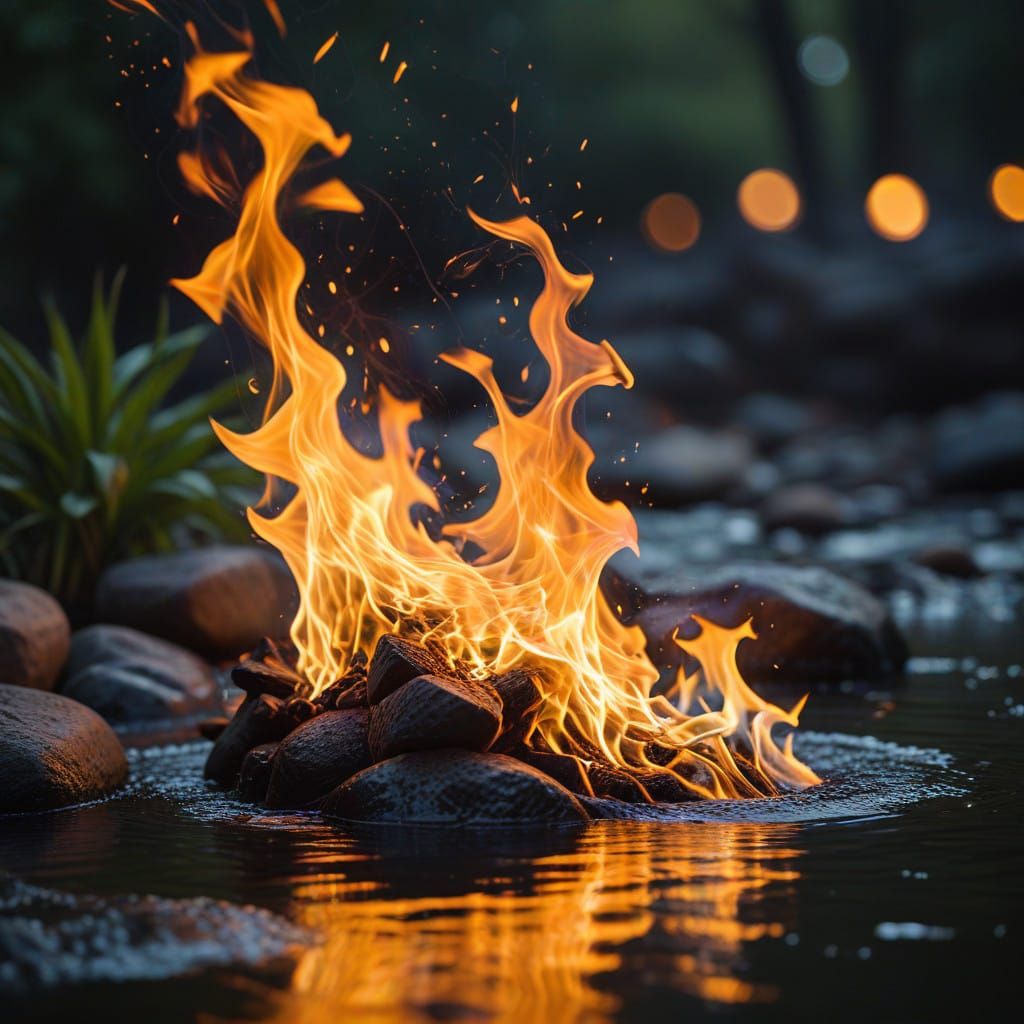 Turbulent Fiery Water in Stunning Bokeh Photography