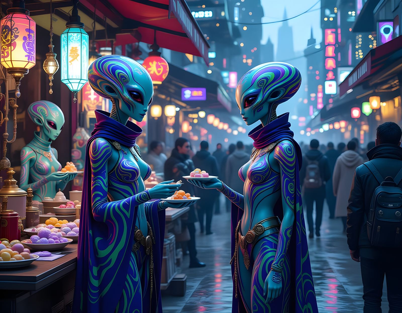 Alien Marketplace in a Sci-Fi Style