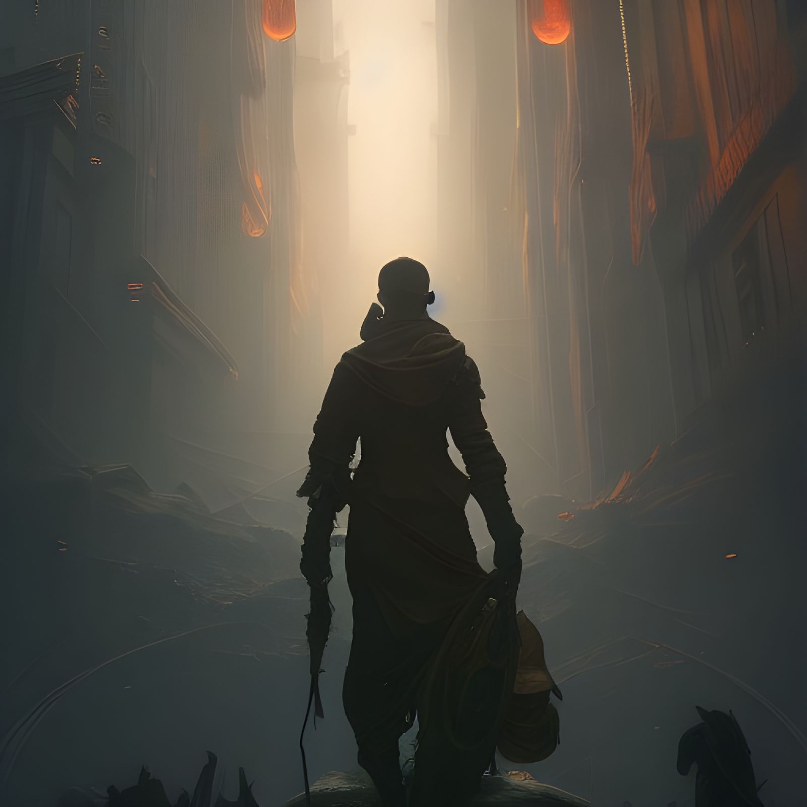 Dark Fantasy Figure in Detailed Digital Art