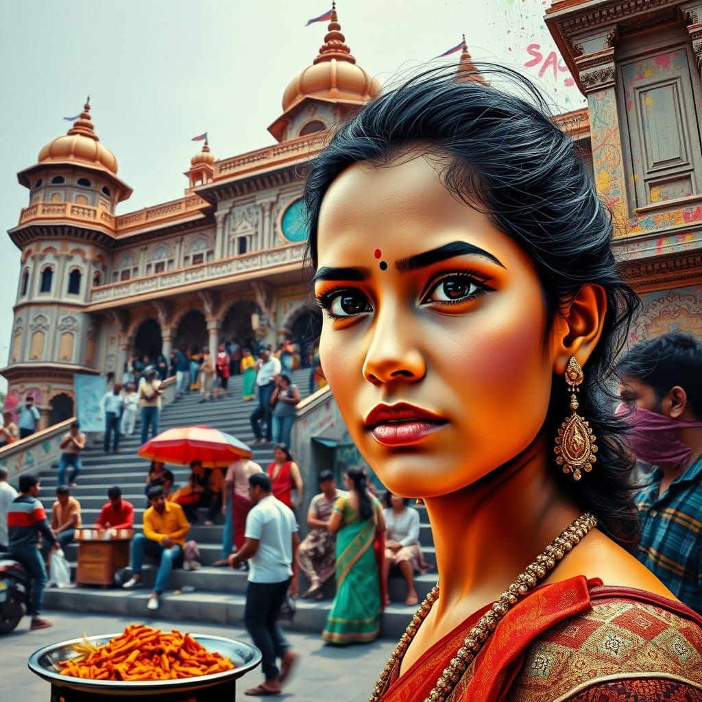 Palace in India with a Translucent Girl, Cultural Heritage, ...