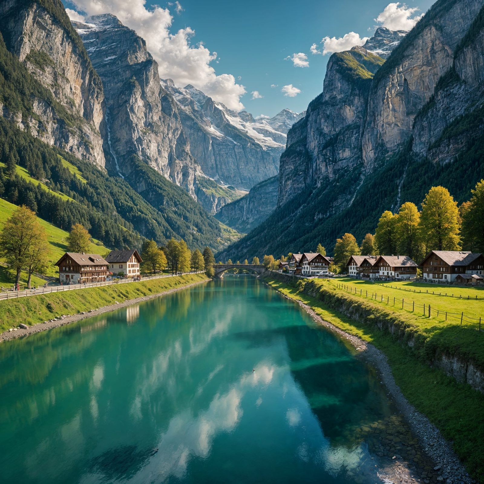 Lauterbrunnen Switzerland in Dramatic Painting Style
