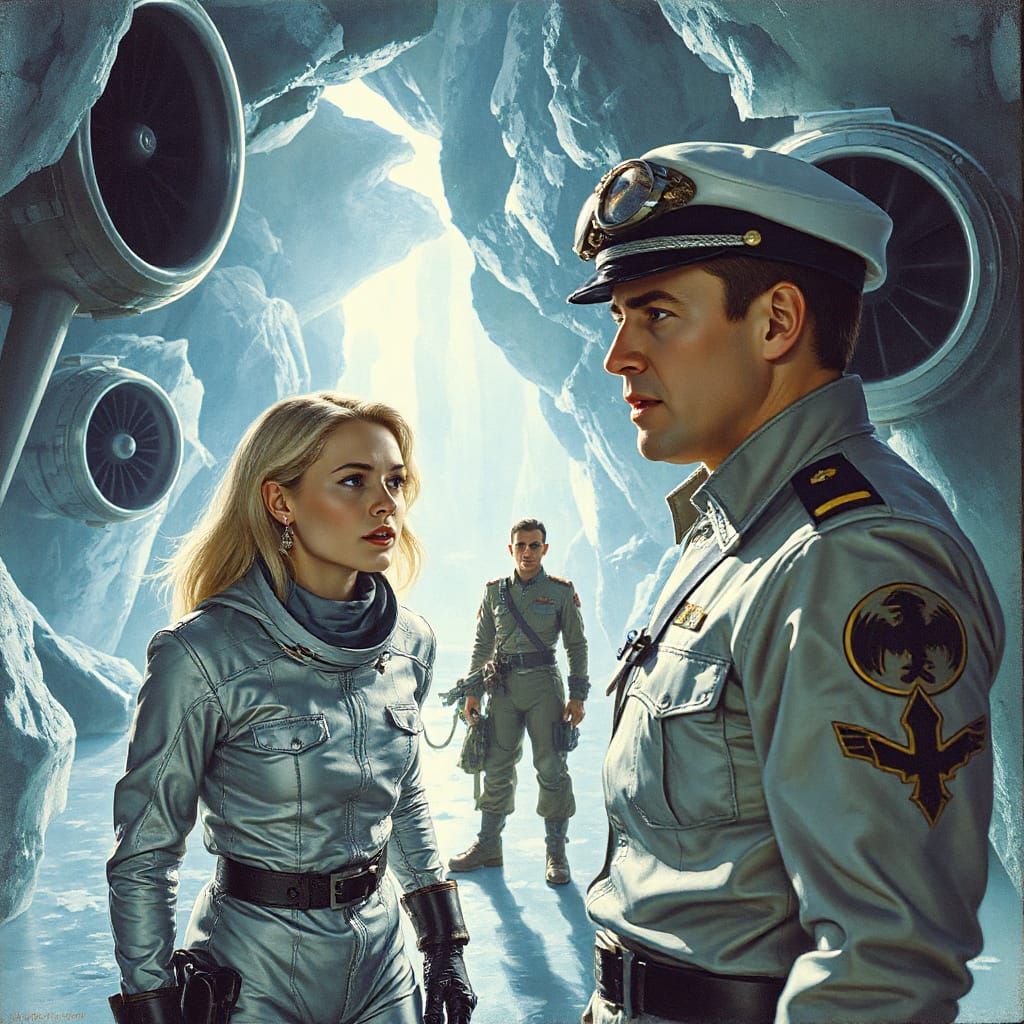 Futuristic Arctic Base: Pilot in Silver Costume