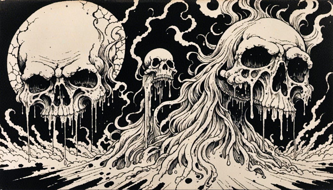 Dark Elegance: 1970s Comic Book Ink Drawing