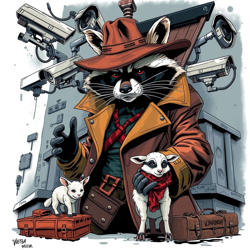 The Shadow Bandit: Raccoon in Gritty Realism