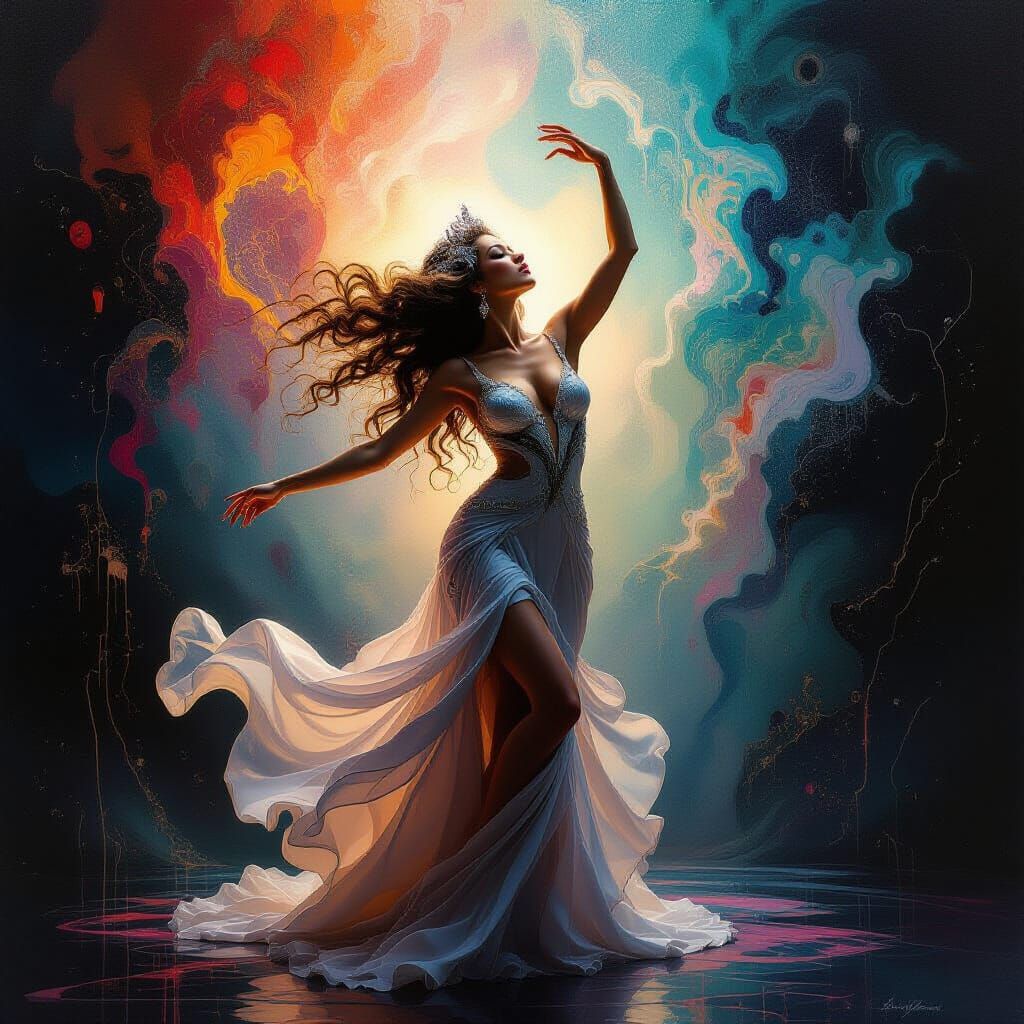 In a mesmerizingly fantastical artwork, in a LUIS ROYO style...