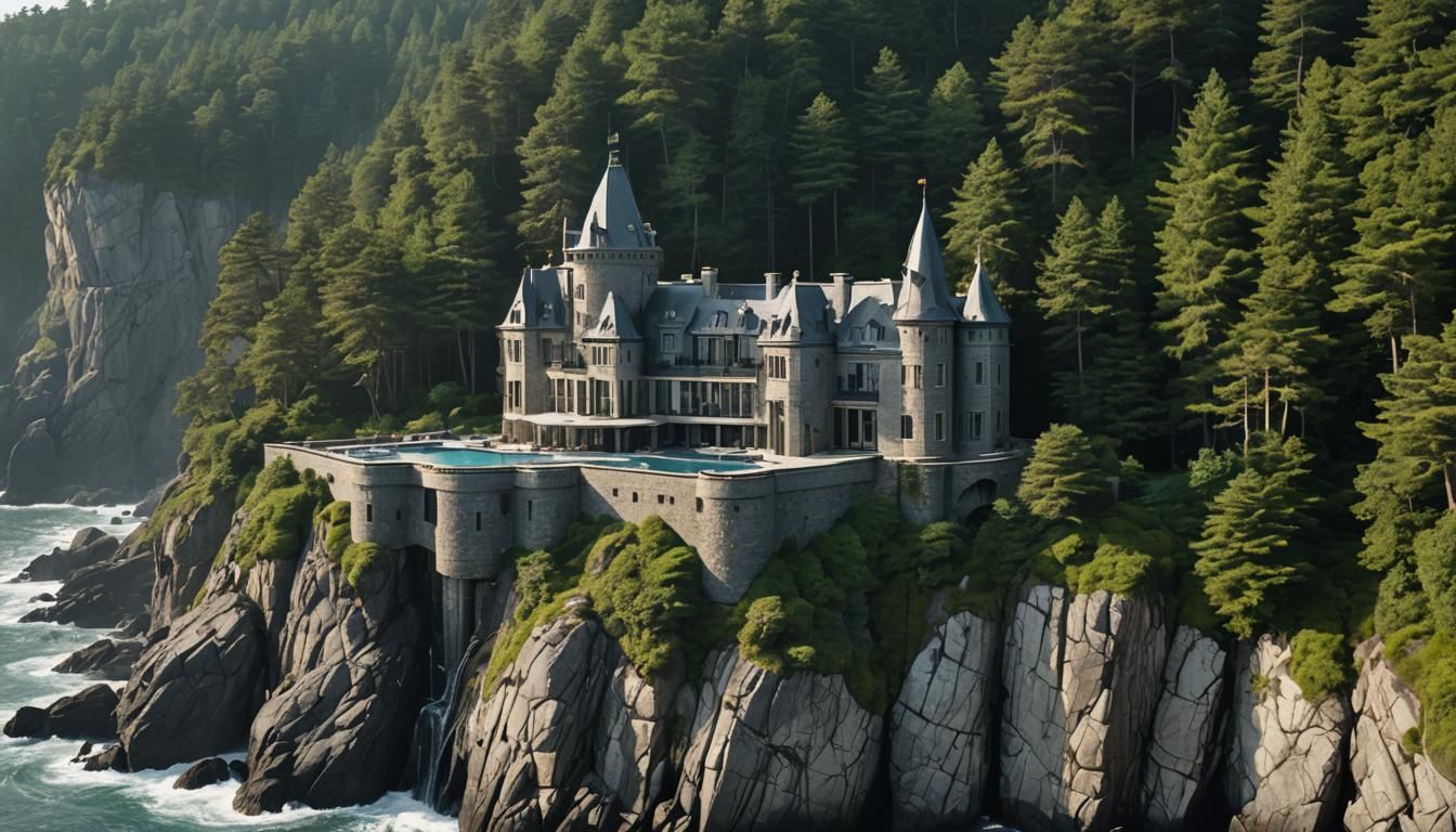 Elegant Dark Academia Cliffside Chateau
