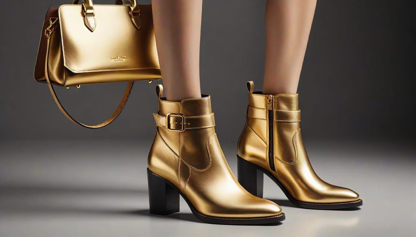 Elegant Woman in Luxury Leather and Gold