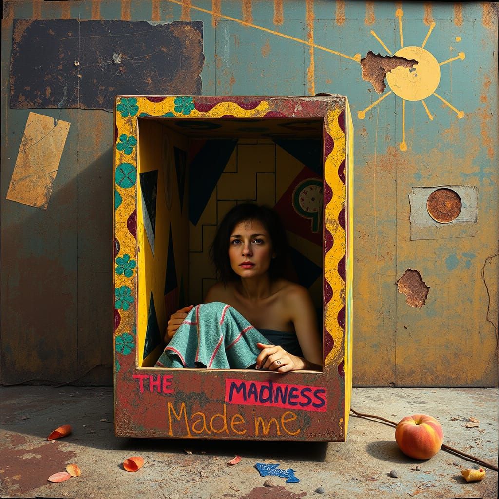 Fractured Visions of a Surreal Peach Scene