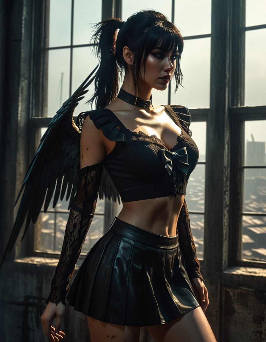 Ethereal Eve in Dystopian Wasteland - Chiaroscuro Masterpiec...