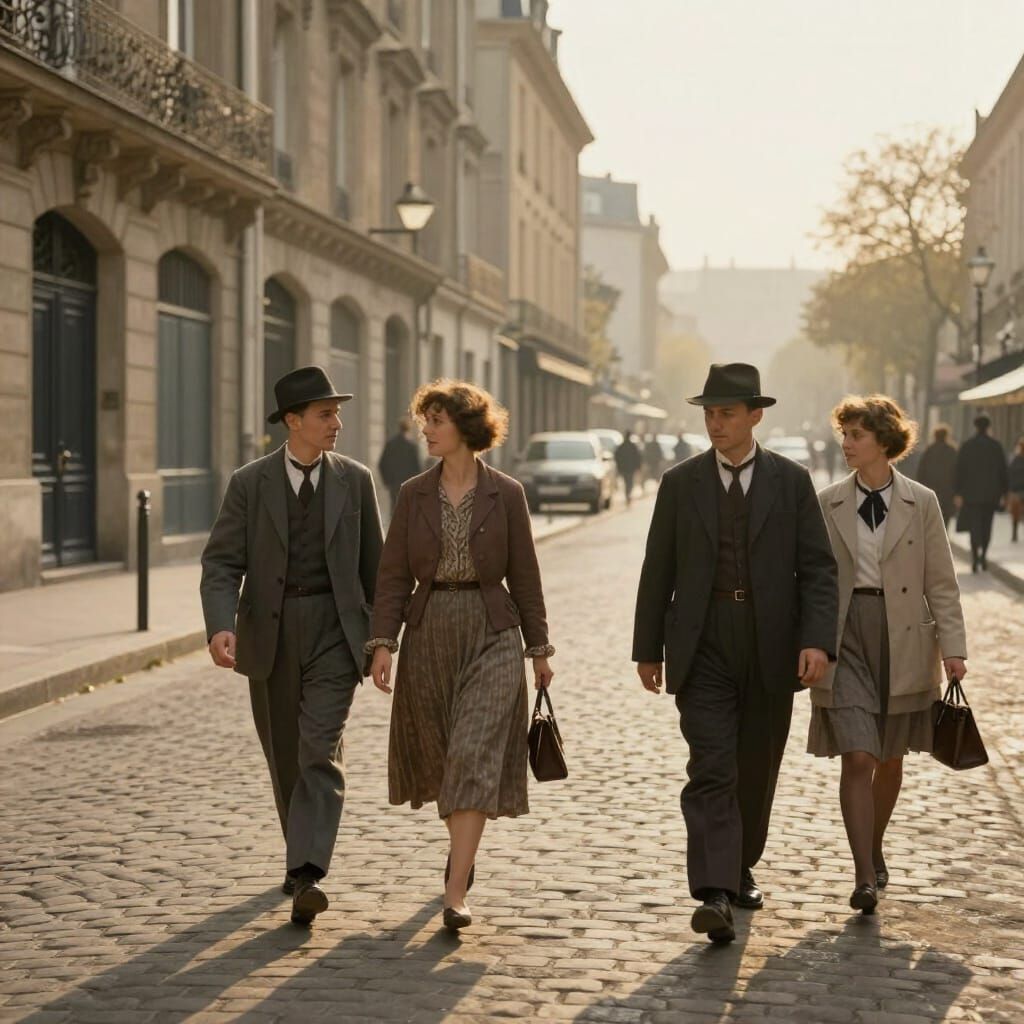 Parisian Street Scene: Mid-20th Century Nostalgia
