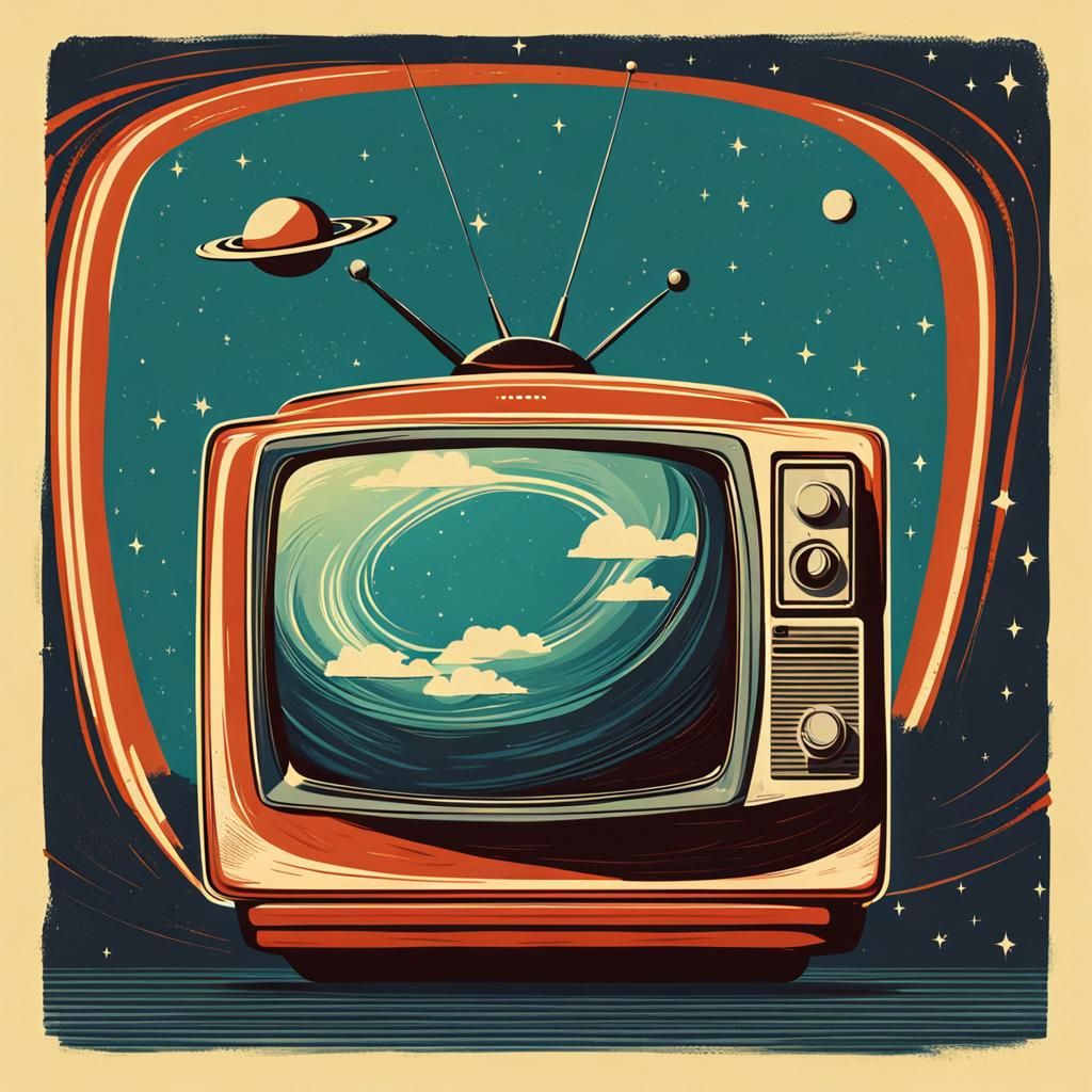Retro TV Floats in Orbit