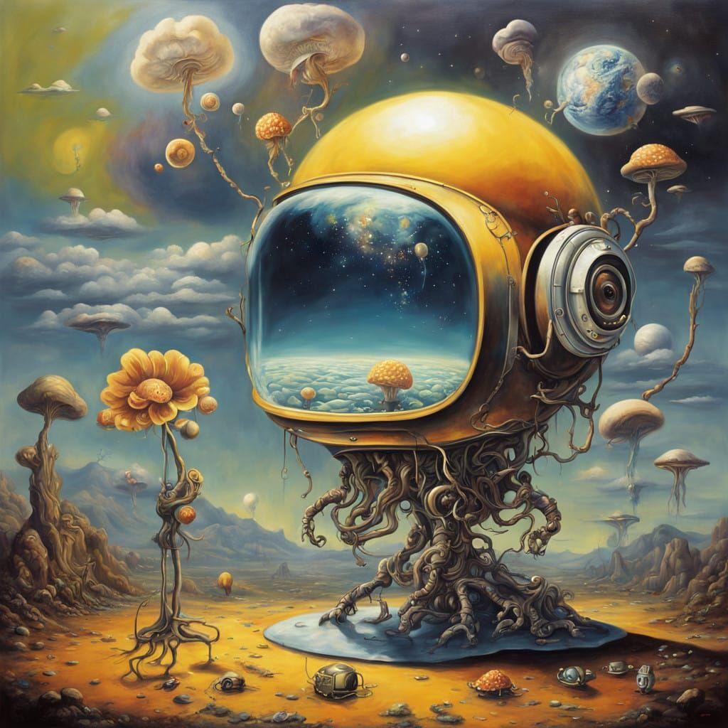 Surreal Robot Wonders in a Cosmic Nursery