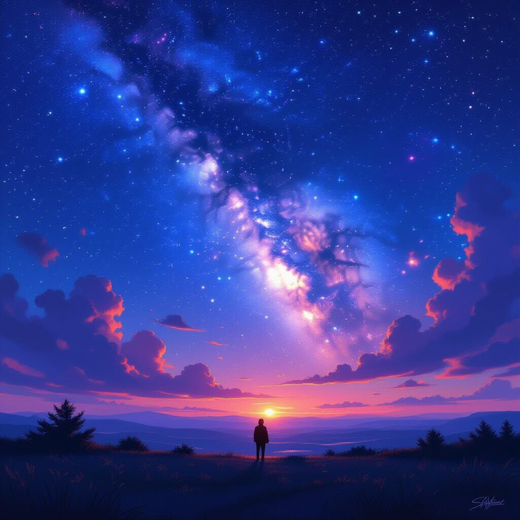 Nebulous Starry Sky in Dreamy Impressionist Style