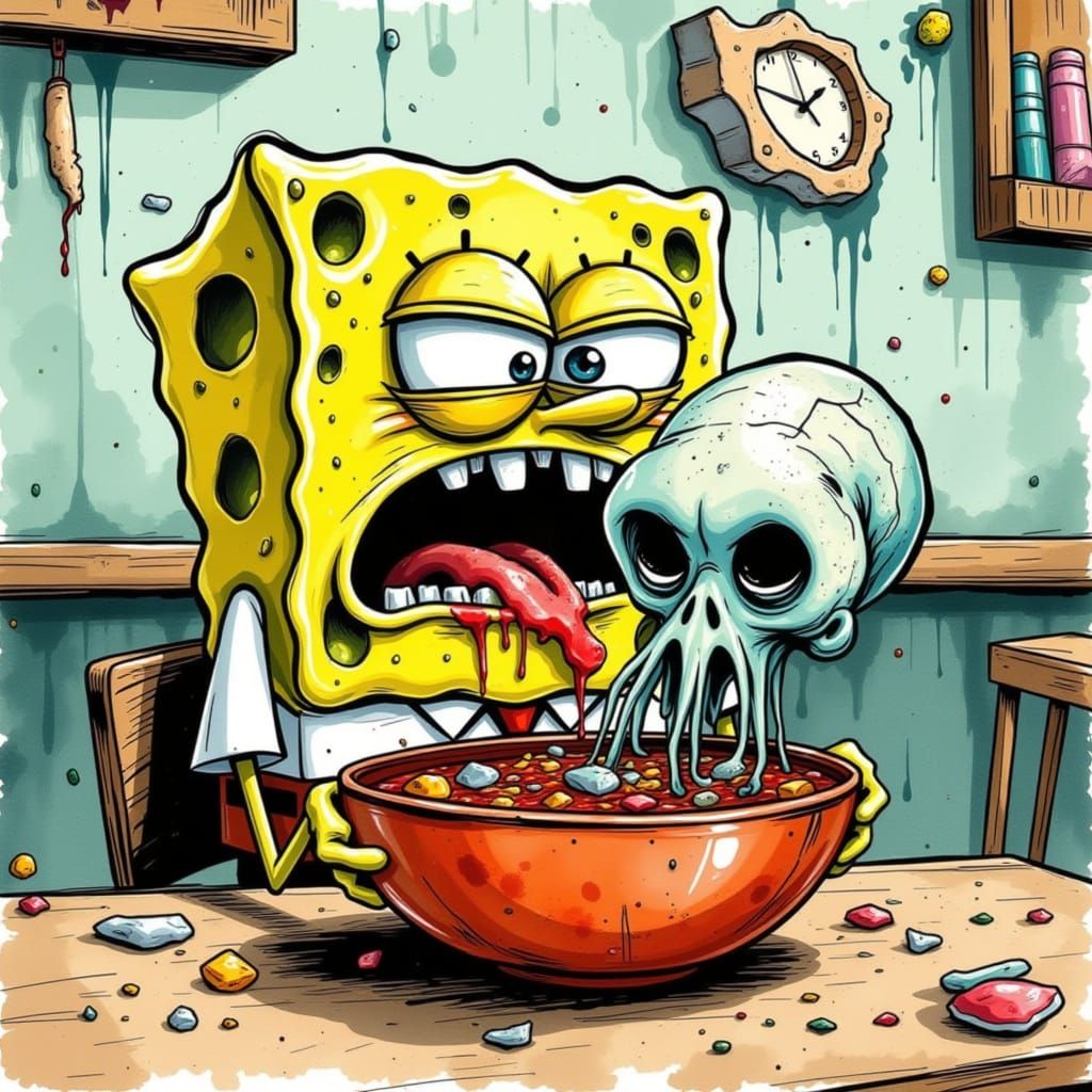 SpongeBob Devours Squidward in Chilling Horror Scene